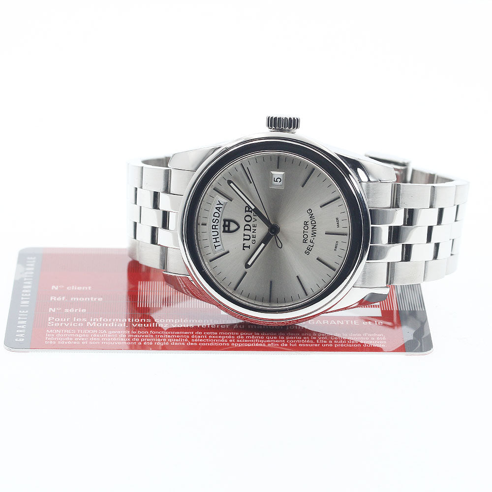 TUDOR Glamour 56000 Date day Silver Dial Automatic Men's Watch_940388