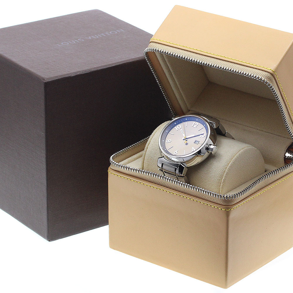 LOUIS VUITTON Tambour Q1112 Date Brown Dial Quartz Men's Watch_941151