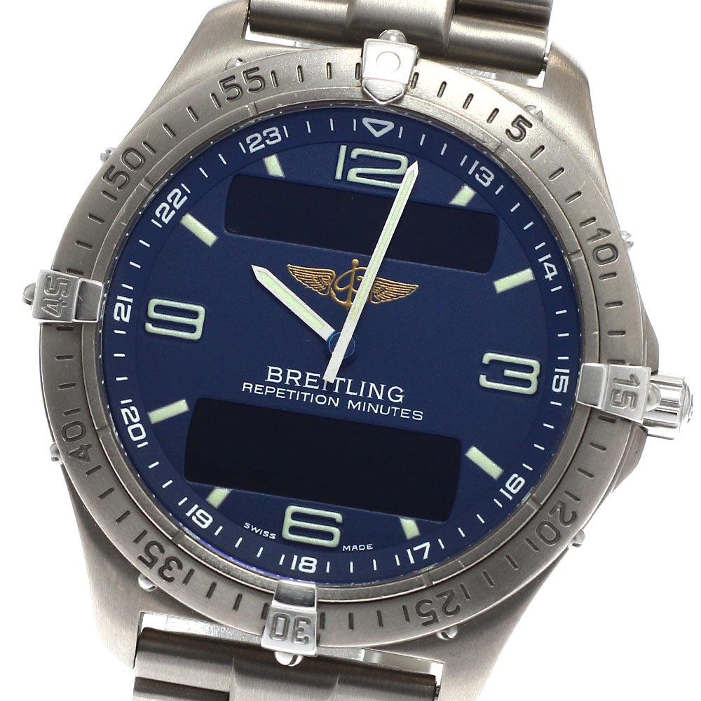 BREITLING Aerospace E65062 Alarm dual time Navy Dial Quartz Men's Watch_941190