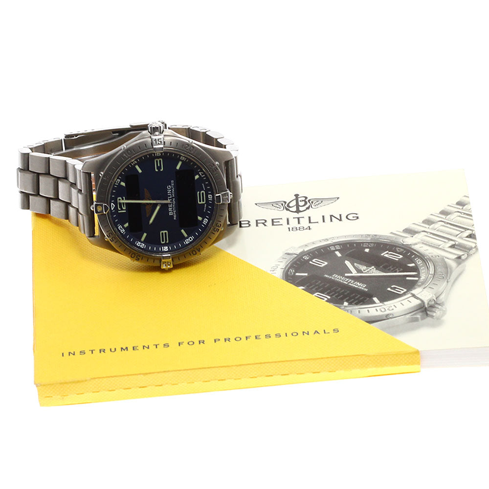 BREITLING Aerospace E65062 Alarm dual time Navy Dial Quartz Men's Watch_941190