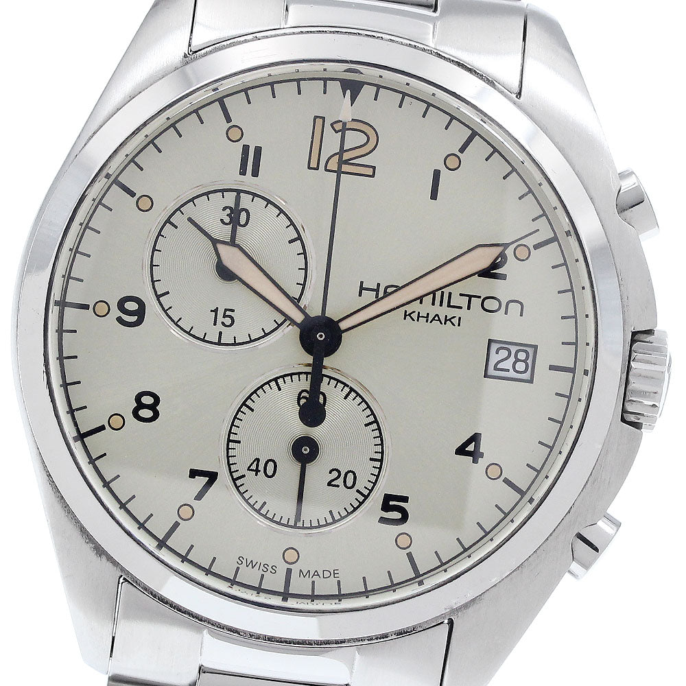 HAMILTON Khaki pilot H765120 Chronograph Date Silver Dial Quartz Men's_941203