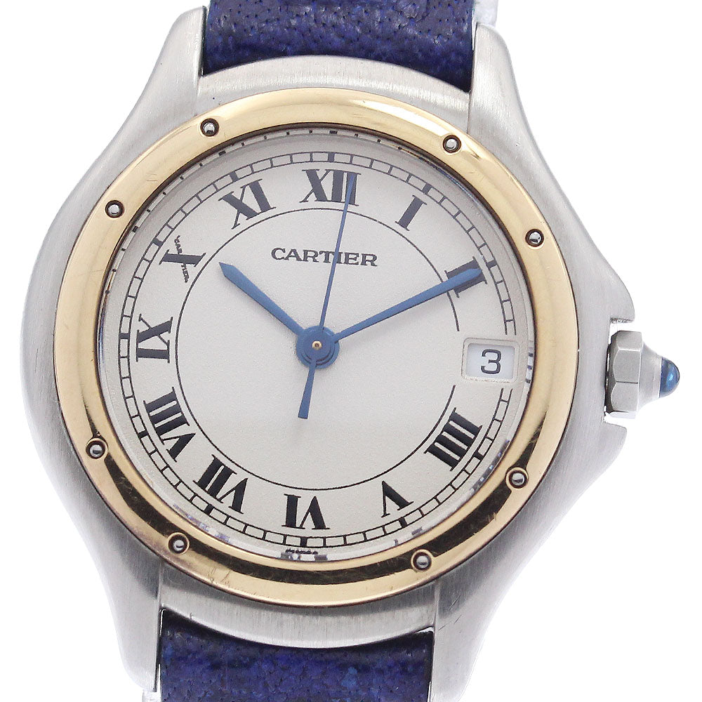 CARTIER PANTHERE Cougar SM W350058F Date YG bezel beige Dial Quartz Ladies Watch_941232