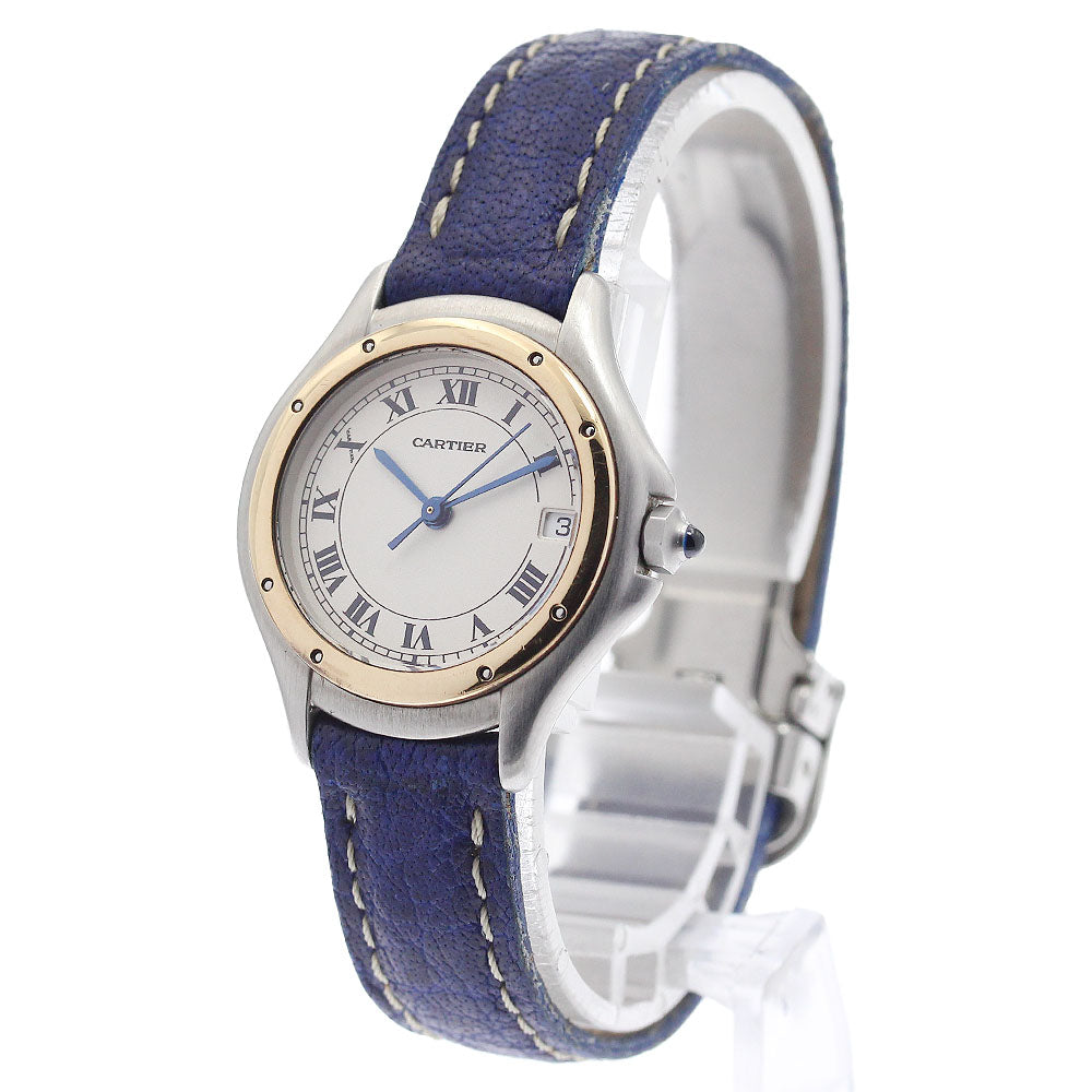 CARTIER PANTHERE Cougar SM W350058F Date YG bezel beige Dial Quartz Ladies Watch_941232