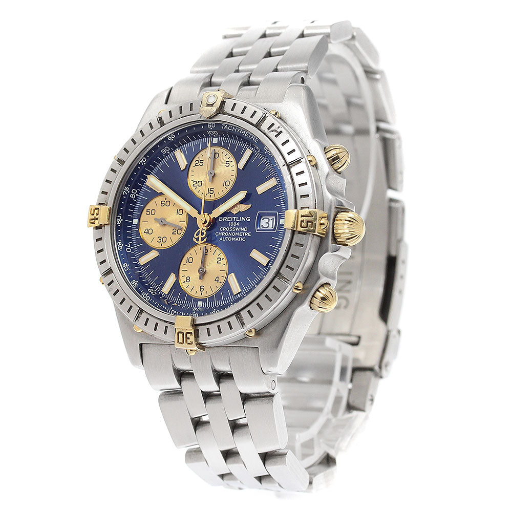BREITLING Crosswind B13355 Chronograph Date Navy / Gold Dial AT Men's_941269