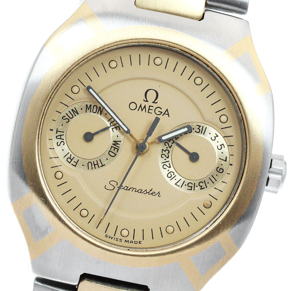 OMEGA Seamaster Polaris Day date gold Dial Quartz Men's Watch_941317