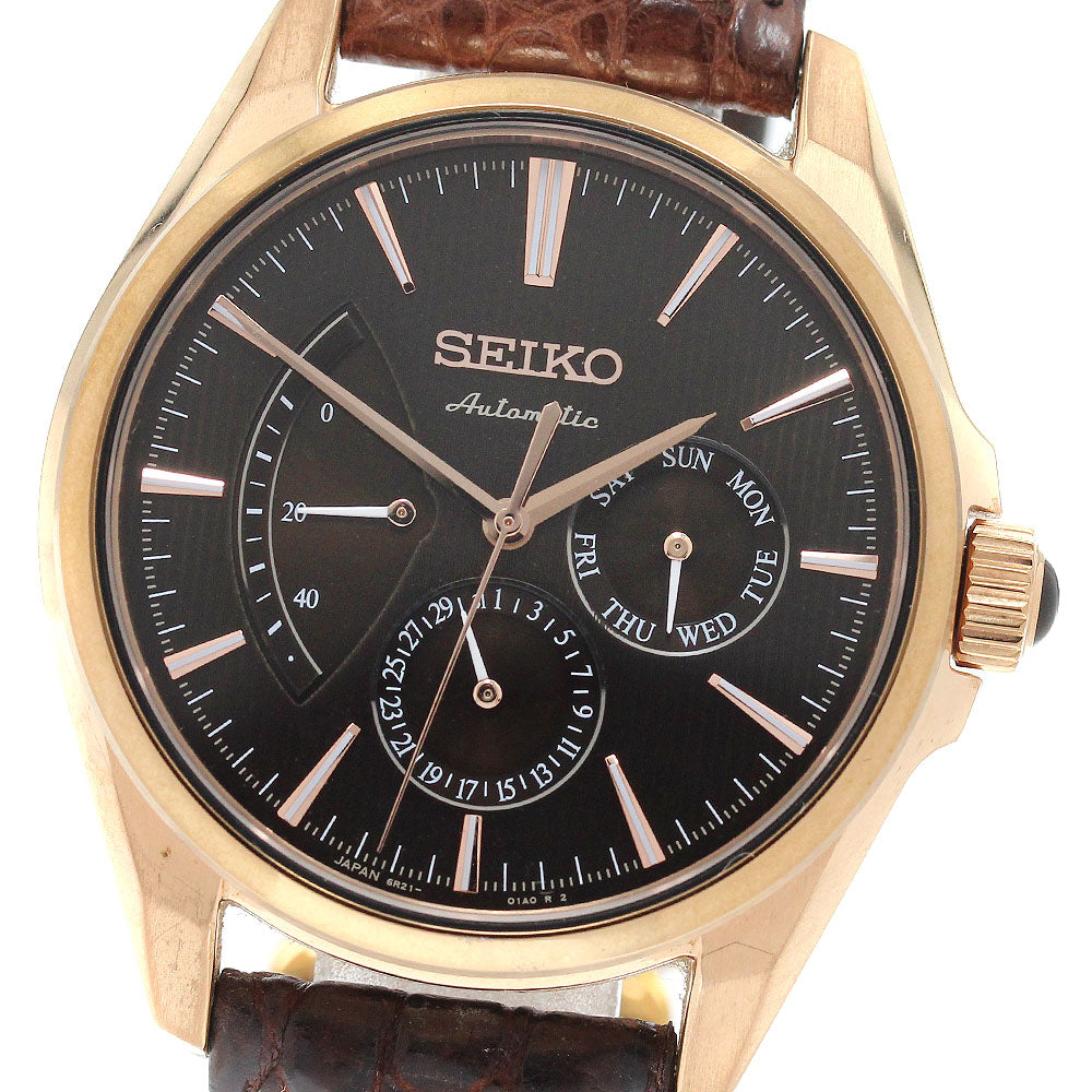 SEIKO Pureza SARW034/6R21-01D0 Day-Date Power Reserve Brown Dial Automatic Men's Watch_941319