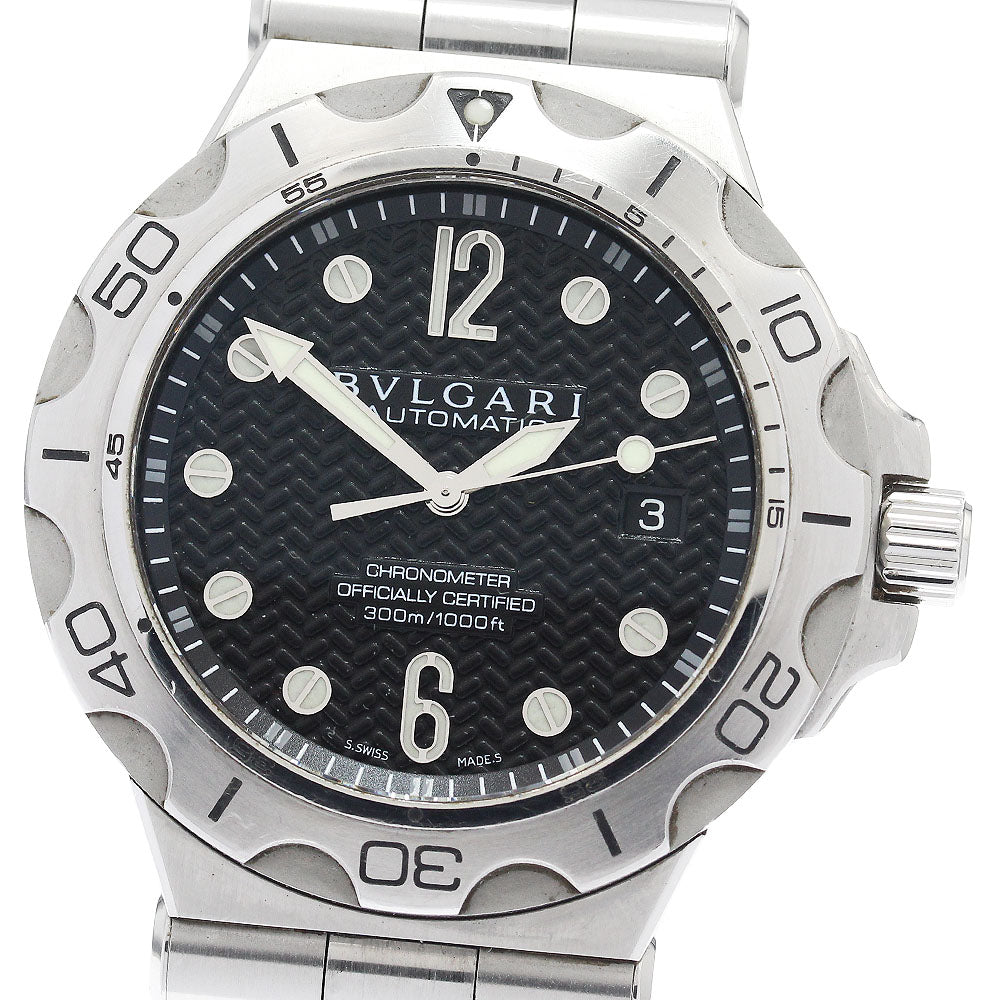 BVLGARI Diagono Scuba Aqua DP42SSD Date Black Dial Automatic Men's Watch_941826