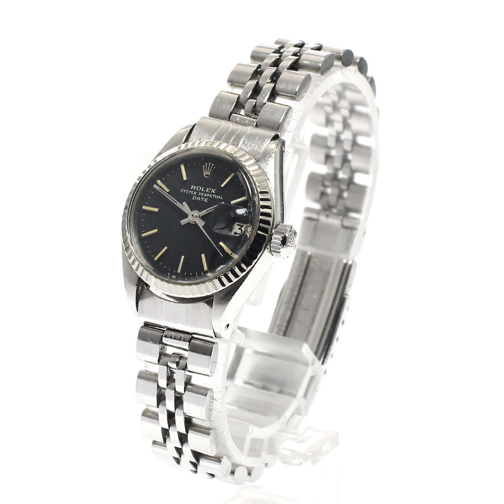 ROLEX Oyster Perpetual Date 6917 WG bezel Cal.2030 USB bracelet black Dial Automatic Ladies Watch_941871