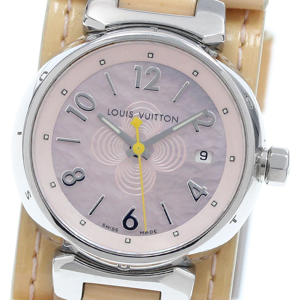 LOUIS VUITTON Tambour Q1216 Date Pink shell Dial Quartz Ladies Watch_941885