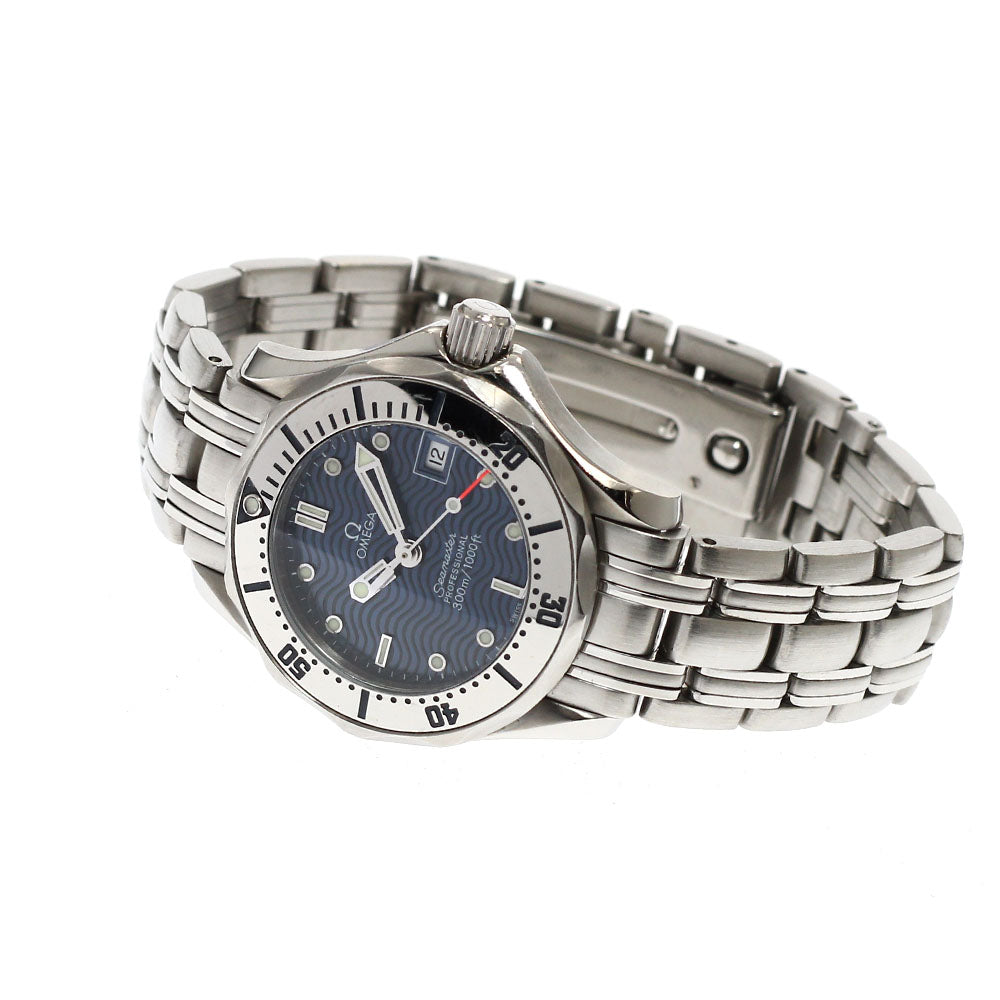 OMEGA Seamaster300 2582.80 Date Navy Dial Quartz Ladies Watch_941890