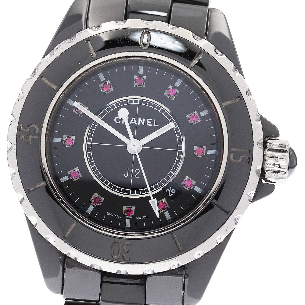 CHANEL J12 H1634 Black ceramic 12P ruby black Dial Quartz Ladies Watch_941925