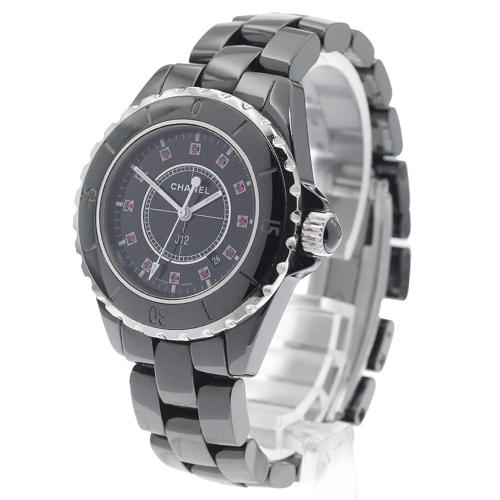 CHANEL J12 H1634 Black ceramic 12P ruby black Dial Quartz Ladies Watch_941925