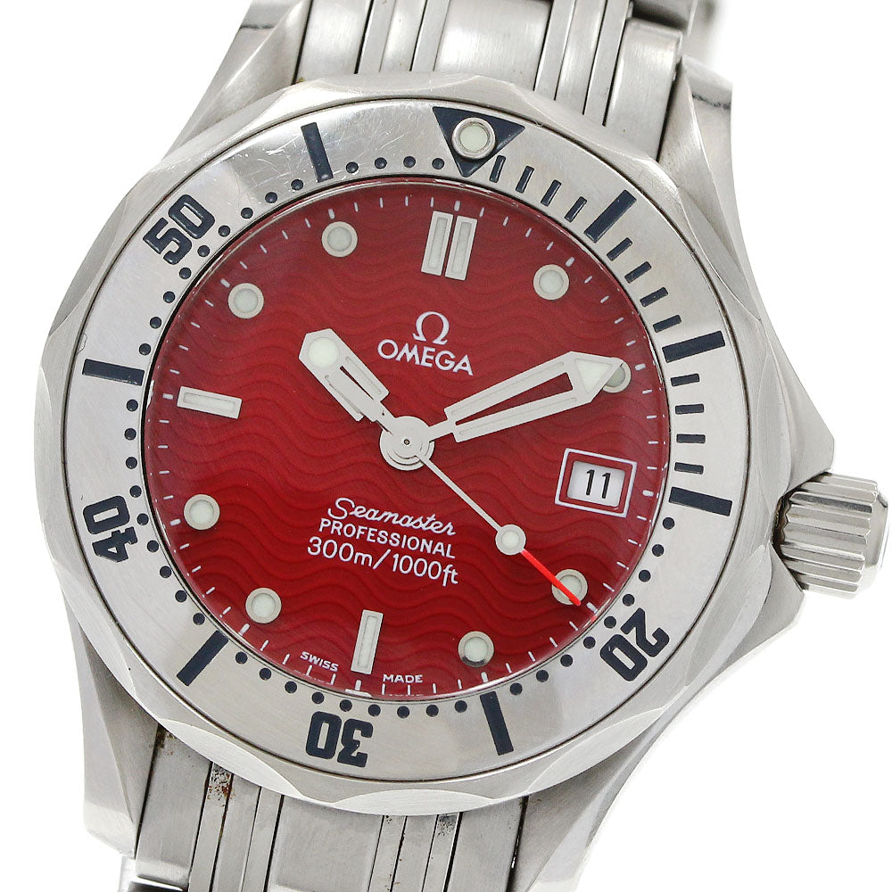 OMEGA Seamaster300 Marui Limited 2582.61 Date Red Dial Quartz Ladies _941957