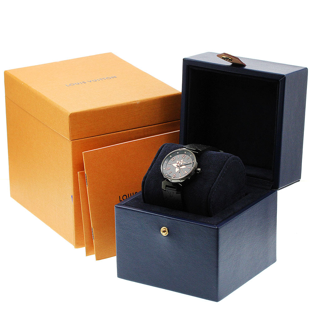 LOUIS VUITTON Tambour QA156 12P diamond black Dial Quartz Ladies Watch_941959