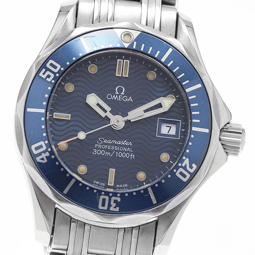 OMEGA Seamaster300 2583.80 Date Navy Dial Quartz Ladies Watch_941967