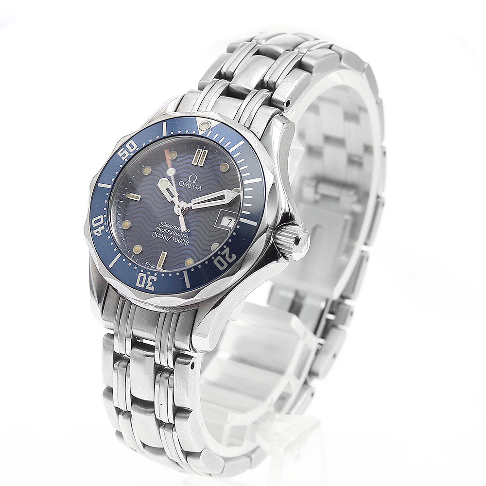 OMEGA Seamaster300 2583.80 Date Navy Dial Quartz Ladies Watch_941967