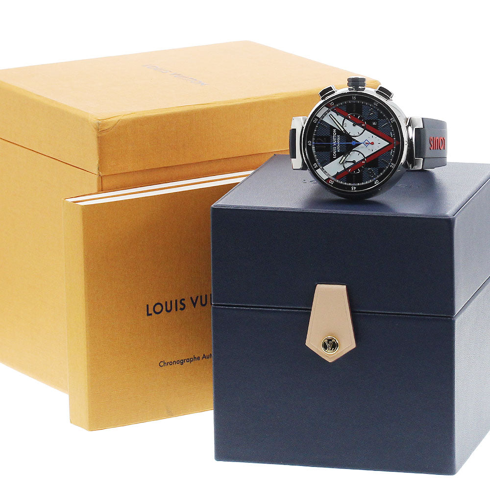 LOUIS VUITTON Tambour QA076Z Damier Cobalt V Automatic Men's Watch_941981