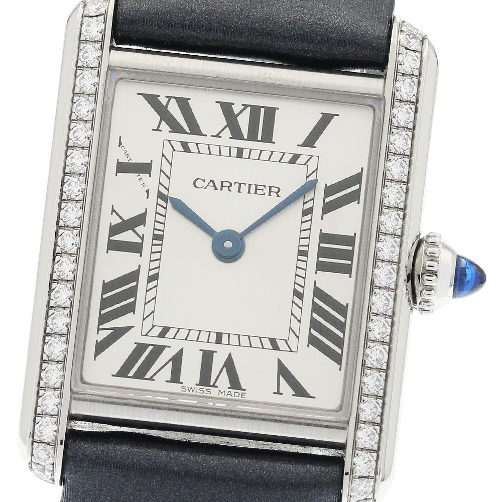 CARTIER tank mast SM W4TA0016 Diamond Bezel Silver Dial Quartz Ladies_942233