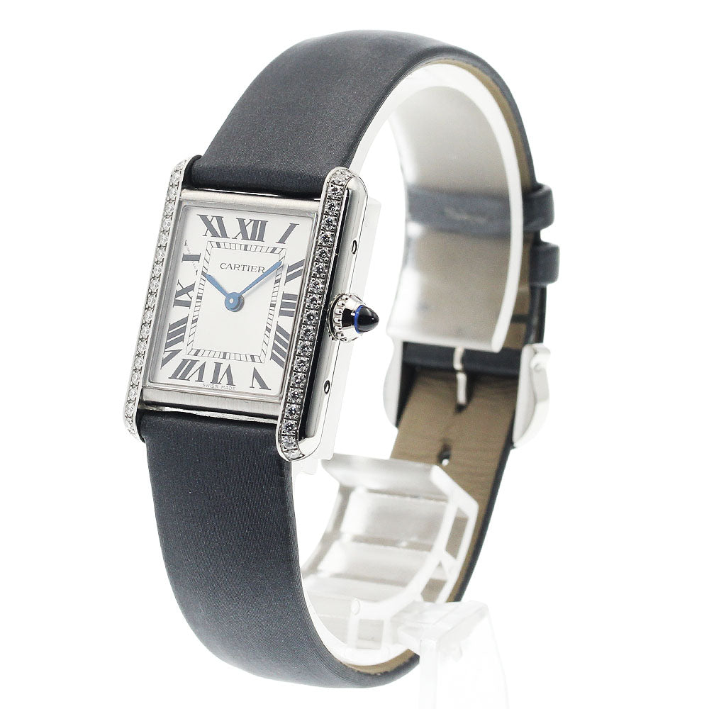 CARTIER tank mast SM W4TA0016 Diamond Bezel Silver Dial Quartz Ladies_942233