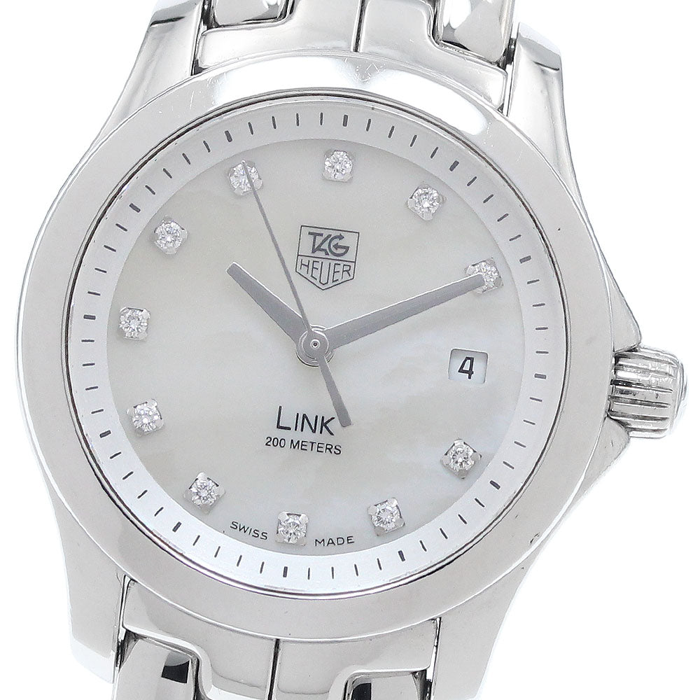 TAG HEUER Link WJF1317 11P Diamond Date White shell Dial Quartz Ladies Watch_942268