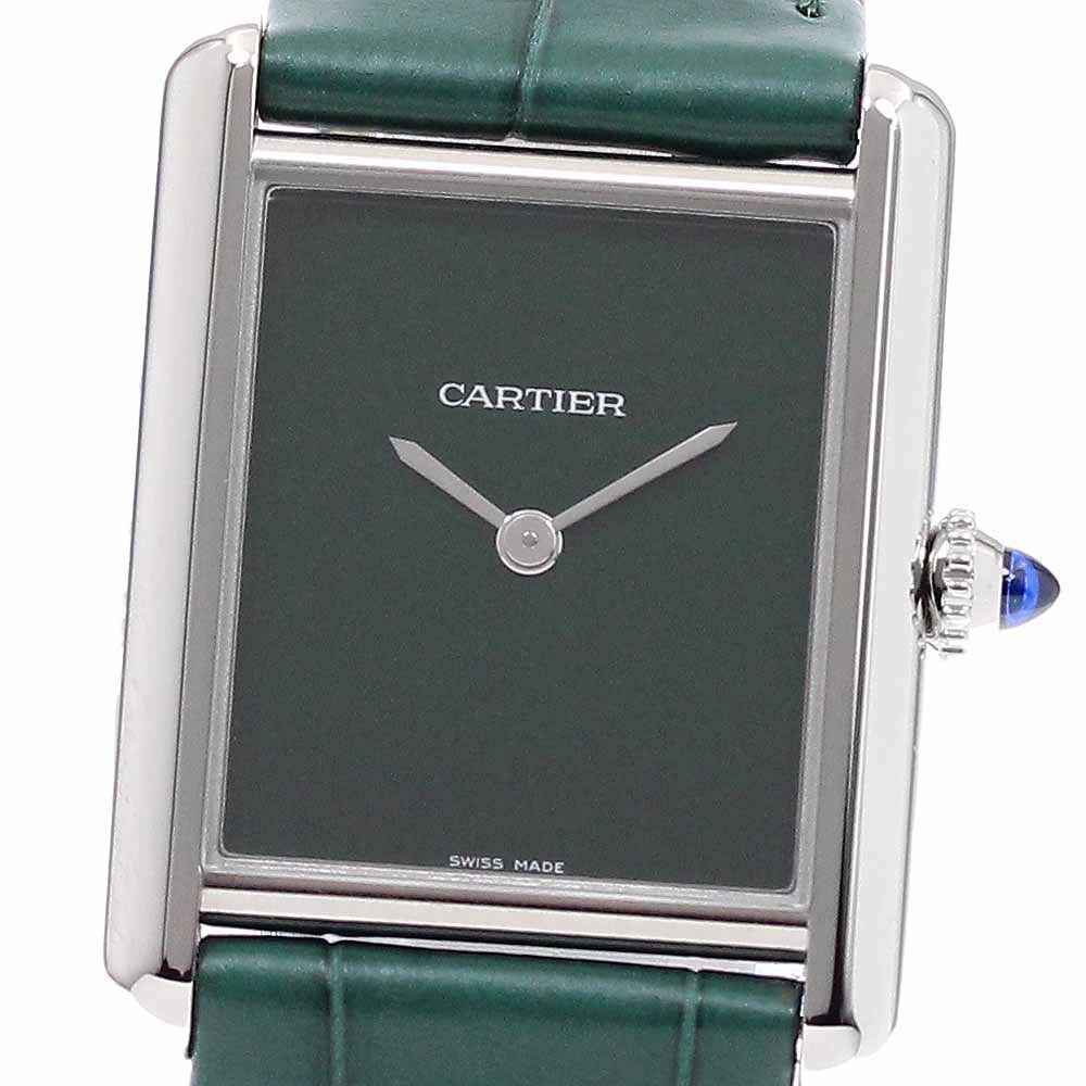 CARTIER tank mast LM WSTA0056 green Dial Quartz Ladies Watch_942356