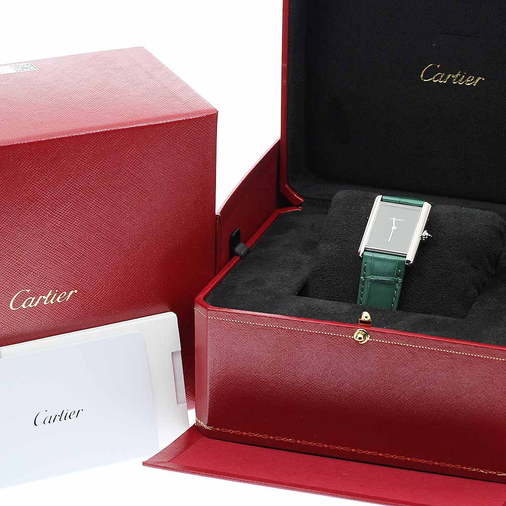 CARTIER tank mast LM WSTA0056 green Dial Quartz Ladies Watch_942356