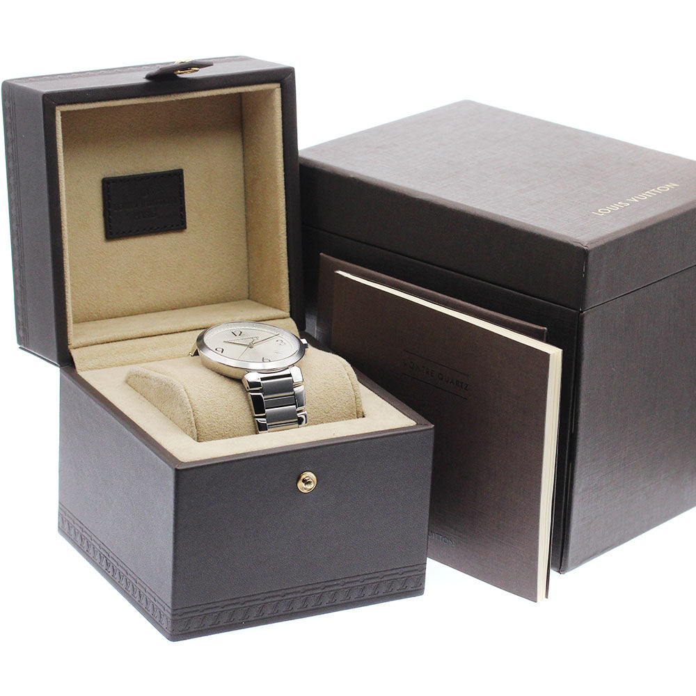 LOUIS VUITTON Tambour Damier Q1D01 Date Silver Dial Quartz Men's Watch_942401