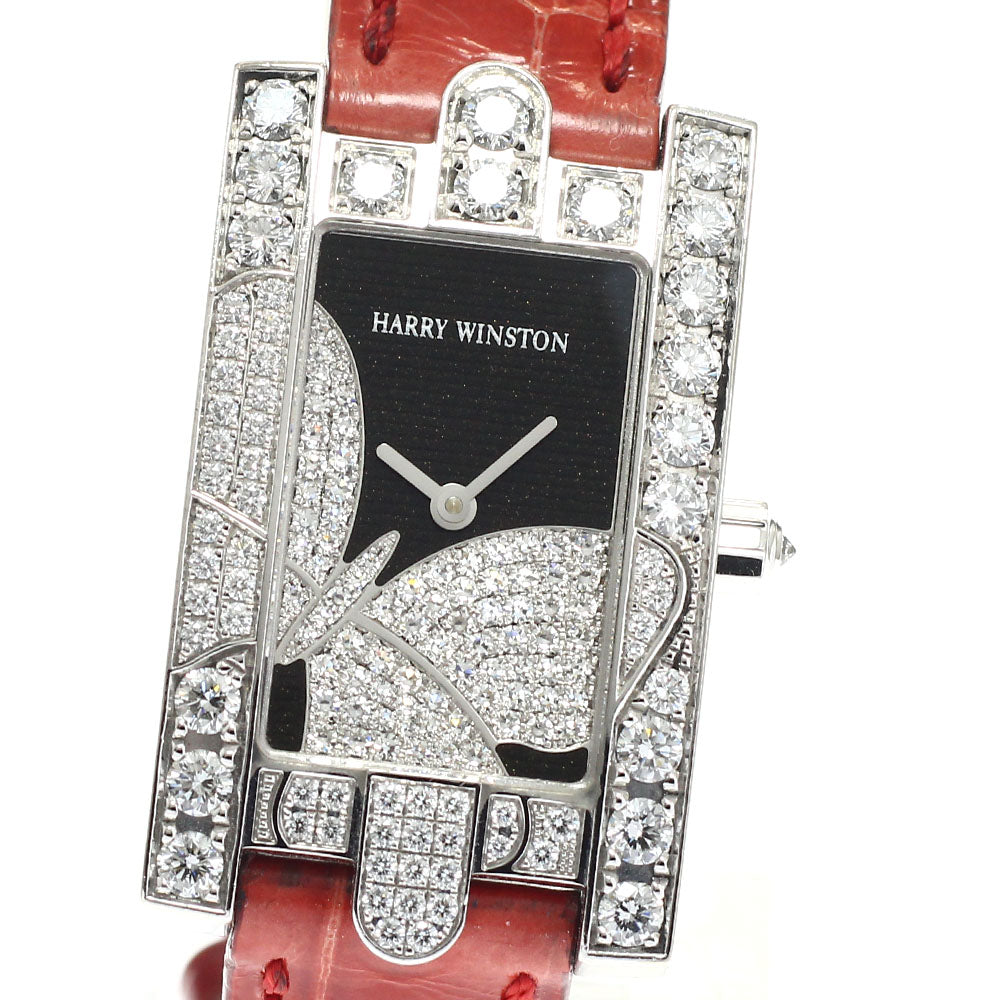 HARRY WINSTON Avenue Night AVEQHM21WW236 K18WG diamond bezel Black / Diamond Dial Quartz Ladies Watch_942479