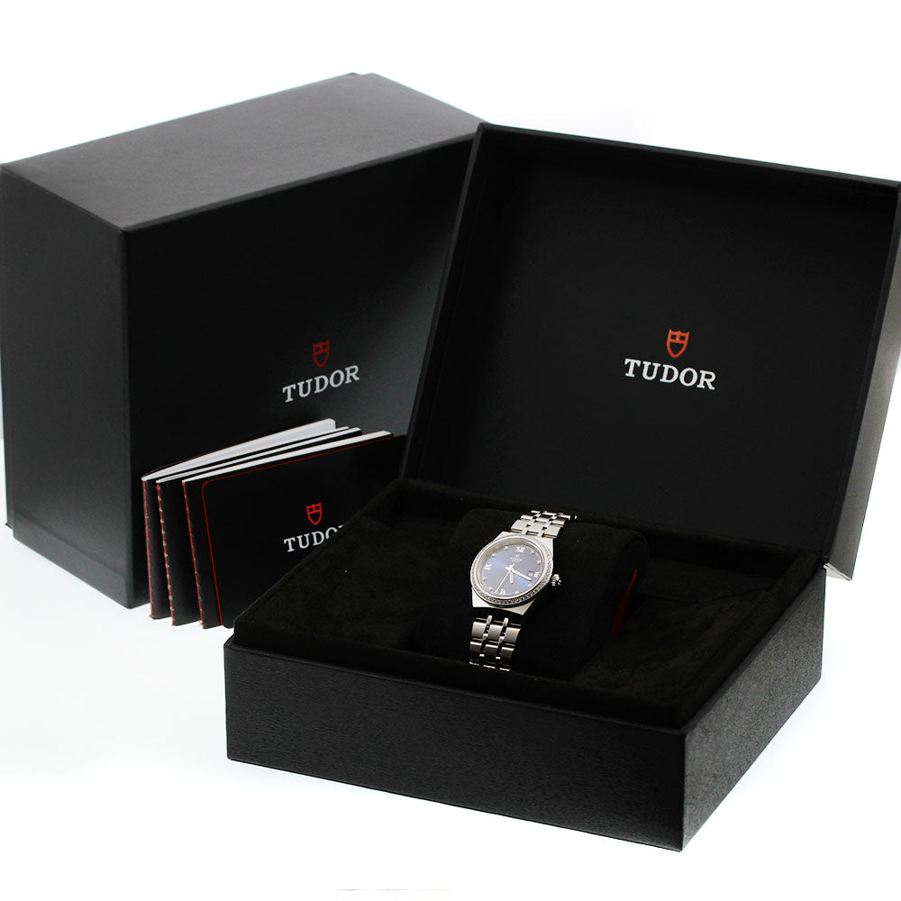TUDOR Royal 28320 8P Diamond Bezel Date Blue Dial Automatic Ladies Watch_942523