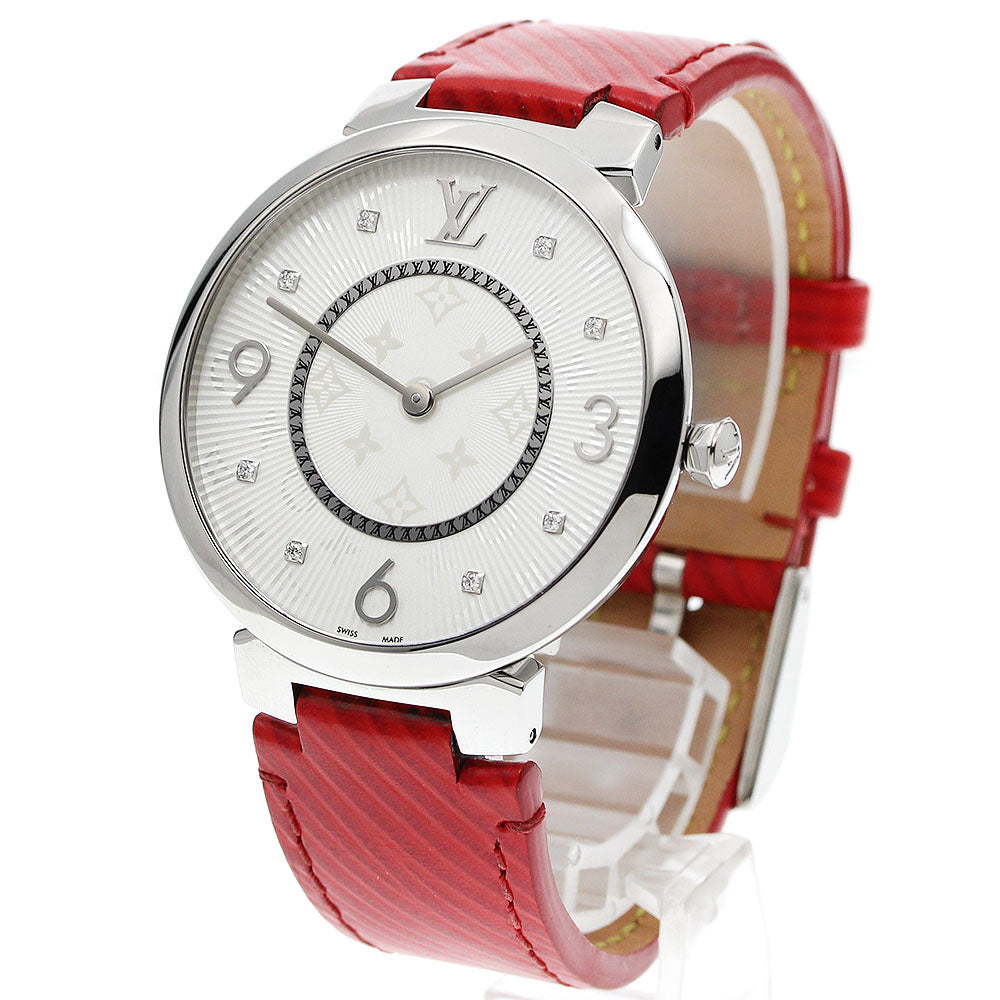 LOUIS VUITTON Tanbur slim Q1E01 8P diamond Silver Dial Quartz Men's Watch_942525