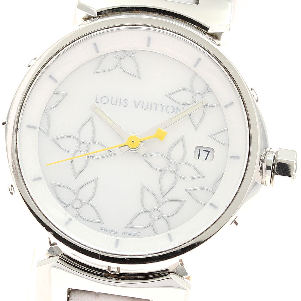 LOUIS VUITTON Tambour Q121C Date White shell Dial Quartz Ladies Watch_942534