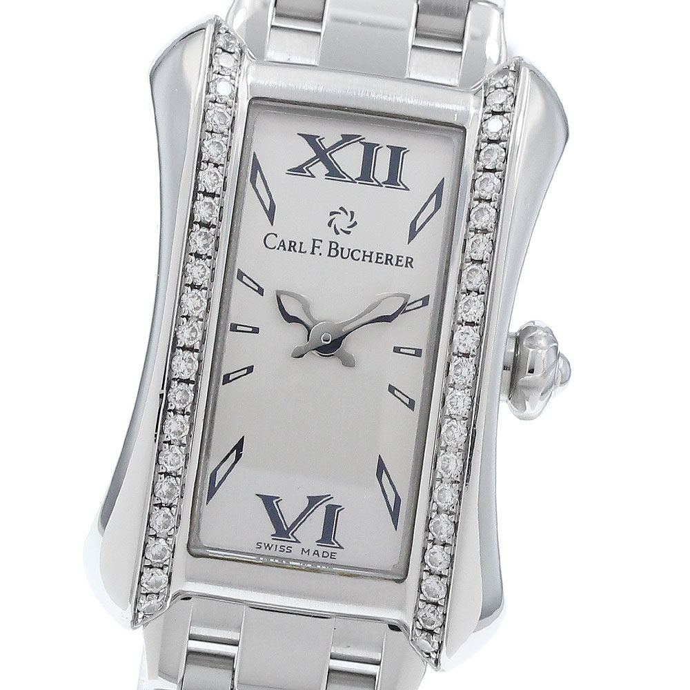 CARL F.BUCHERER Alaclea 10703.08 Side diamond Silver Dial Quartz Ladies_942581
