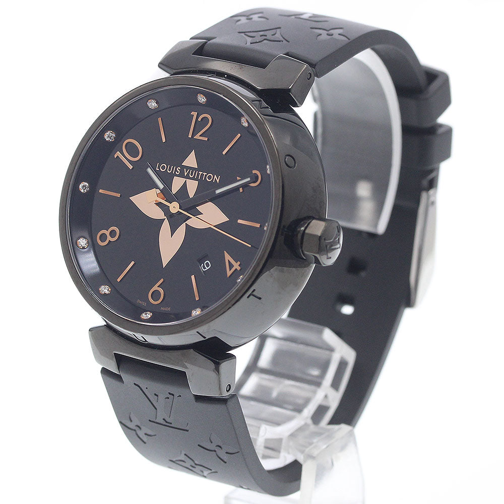 LOUIS VUITTON Tambour All Black GM QA049 12P diamond date Quartz Men's _942582