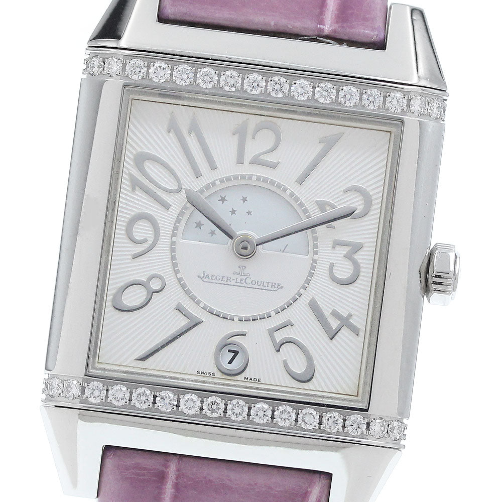 JAEGER-LECOULTRE Reverso Squadra Duetto Diamond 235.8.76/Q7058430 AMPM Silver / Black Dial Automatic Ladies Watch_942594