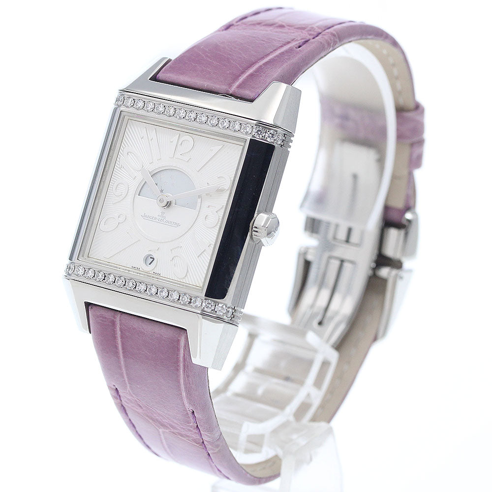 JAEGER-LECOULTRE Reverso Squadra Duetto Diamond 235.8.76/Q7058430 AMPM Silver / Black Dial Automatic Ladies Watch_942594