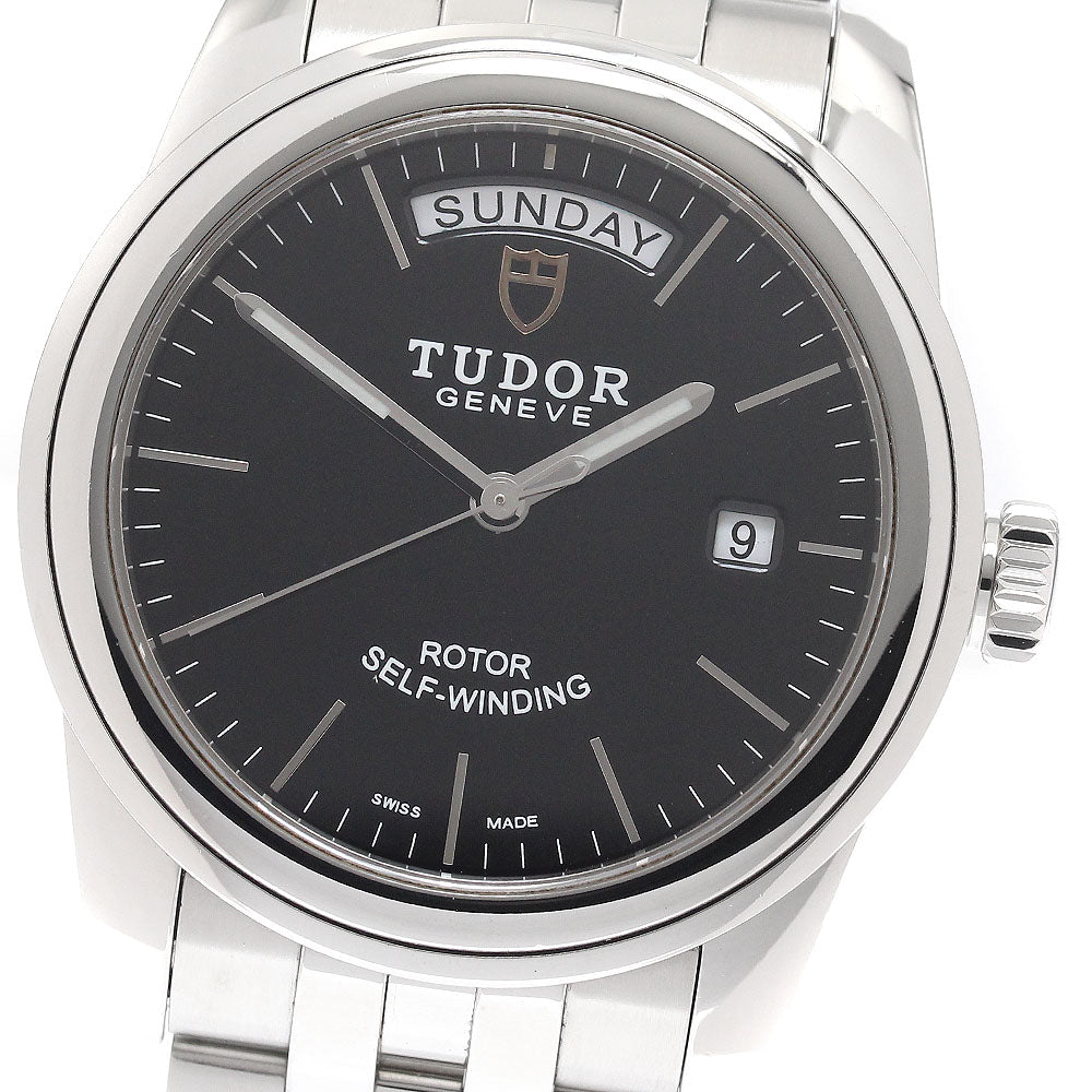 TUDOR Glamour 56000 Date day black Dial Automatic Men's Watch_942598