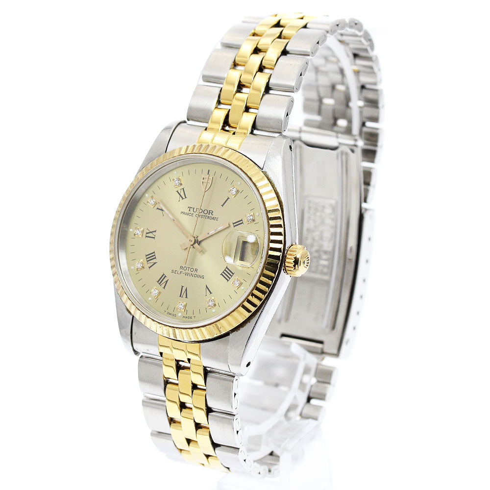 TUDOR Prince Oyster Date 74033 YG bezel 10P diamond Automatic Men's Watch_942615
