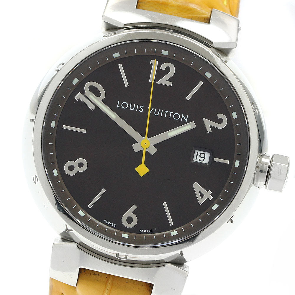 LOUIS VUITTON Tambour GM Ｑ1111 Date Brown Dial Quartz Men's Watch_942636