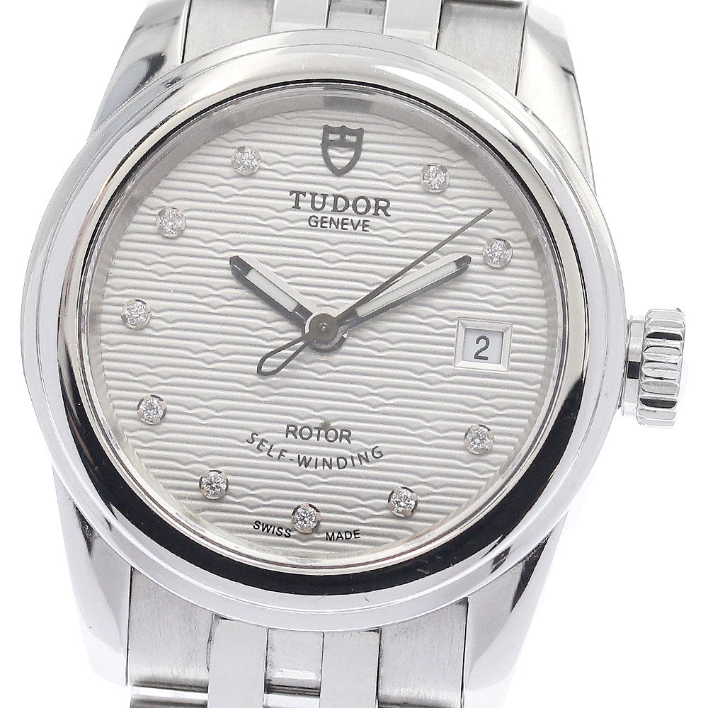 TUDOR Glamour 51000 Date 10P diamond Silver Dial Automatic Ladies Watch_942638