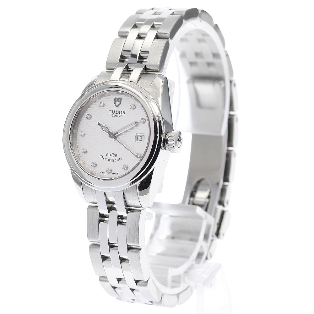 TUDOR Glamour 51000 Date 10P diamond Silver Dial Automatic Ladies Watch_942638