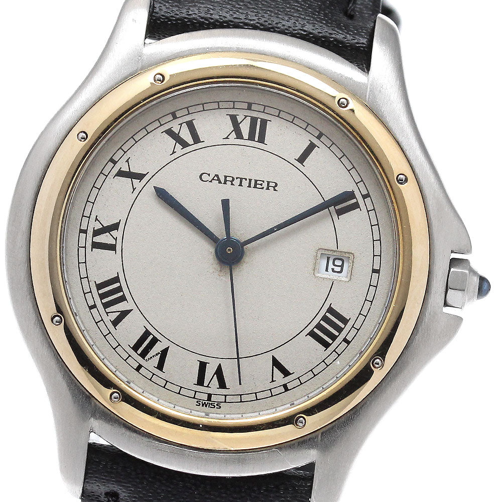 CARTIER PANTHERE Cougar LM W35006B6 Date Beige Dial Quartz Men's Watch_942654