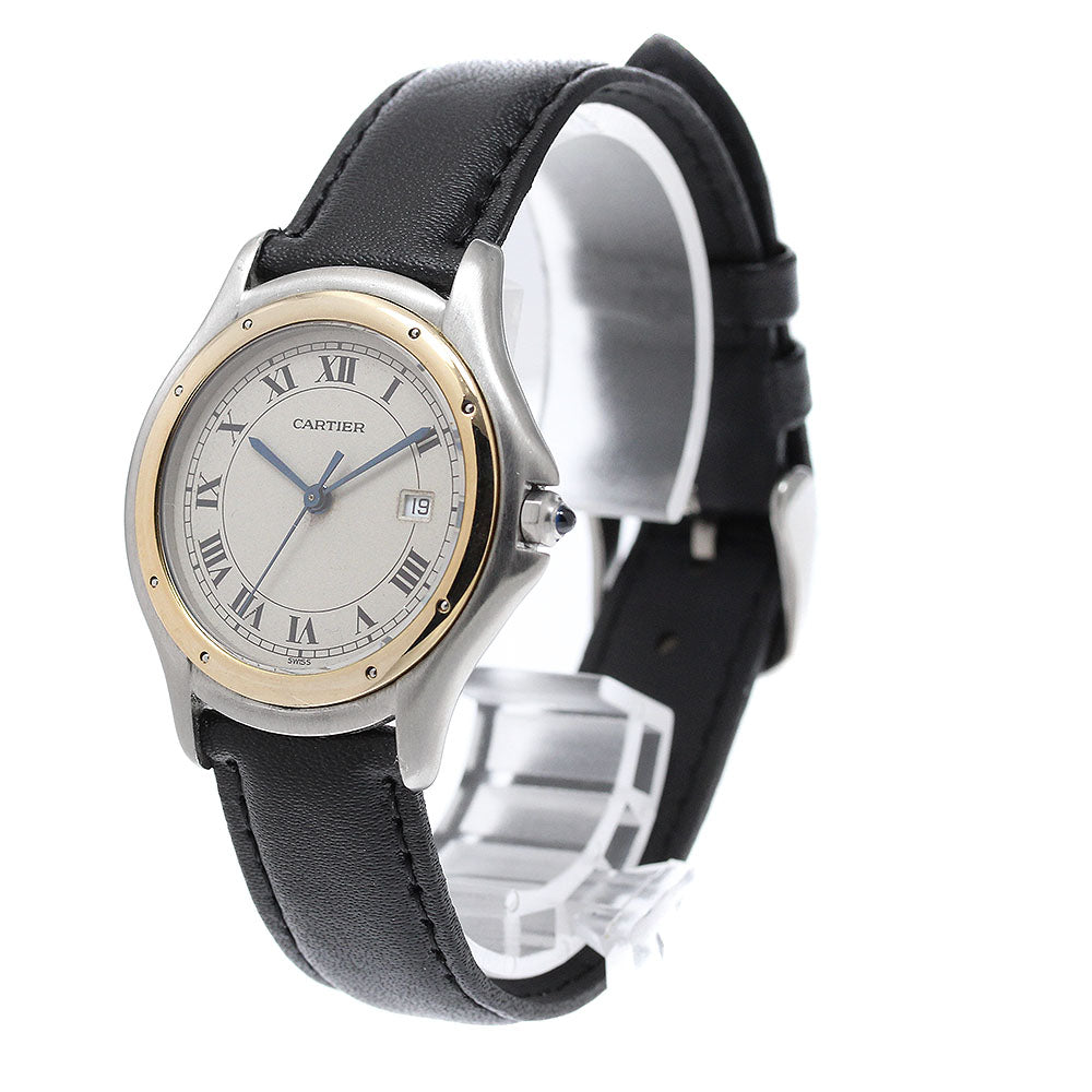 CARTIER PANTHERE Cougar LM W35006B6 Date Beige Dial Quartz Men's Watch_942654