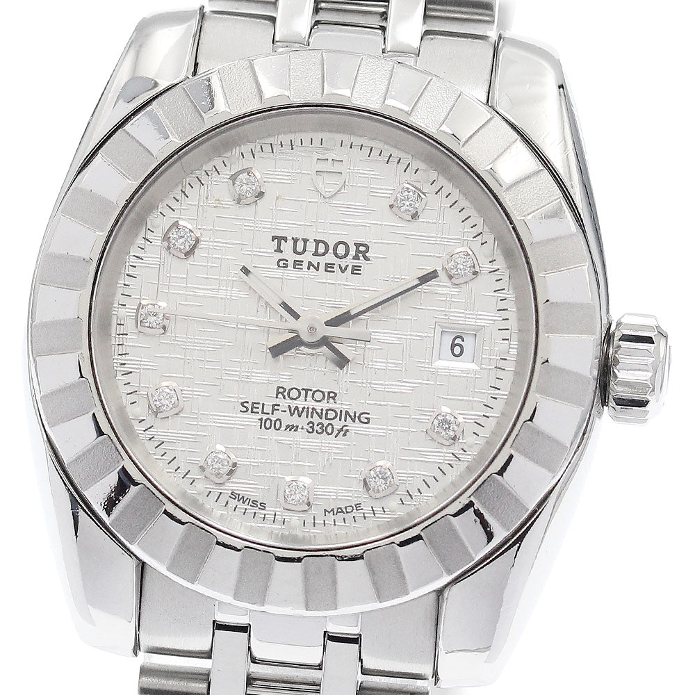 TUDOR Classic Date 22010 10P diamond Silver Dial Automatic Ladies Watch_942662