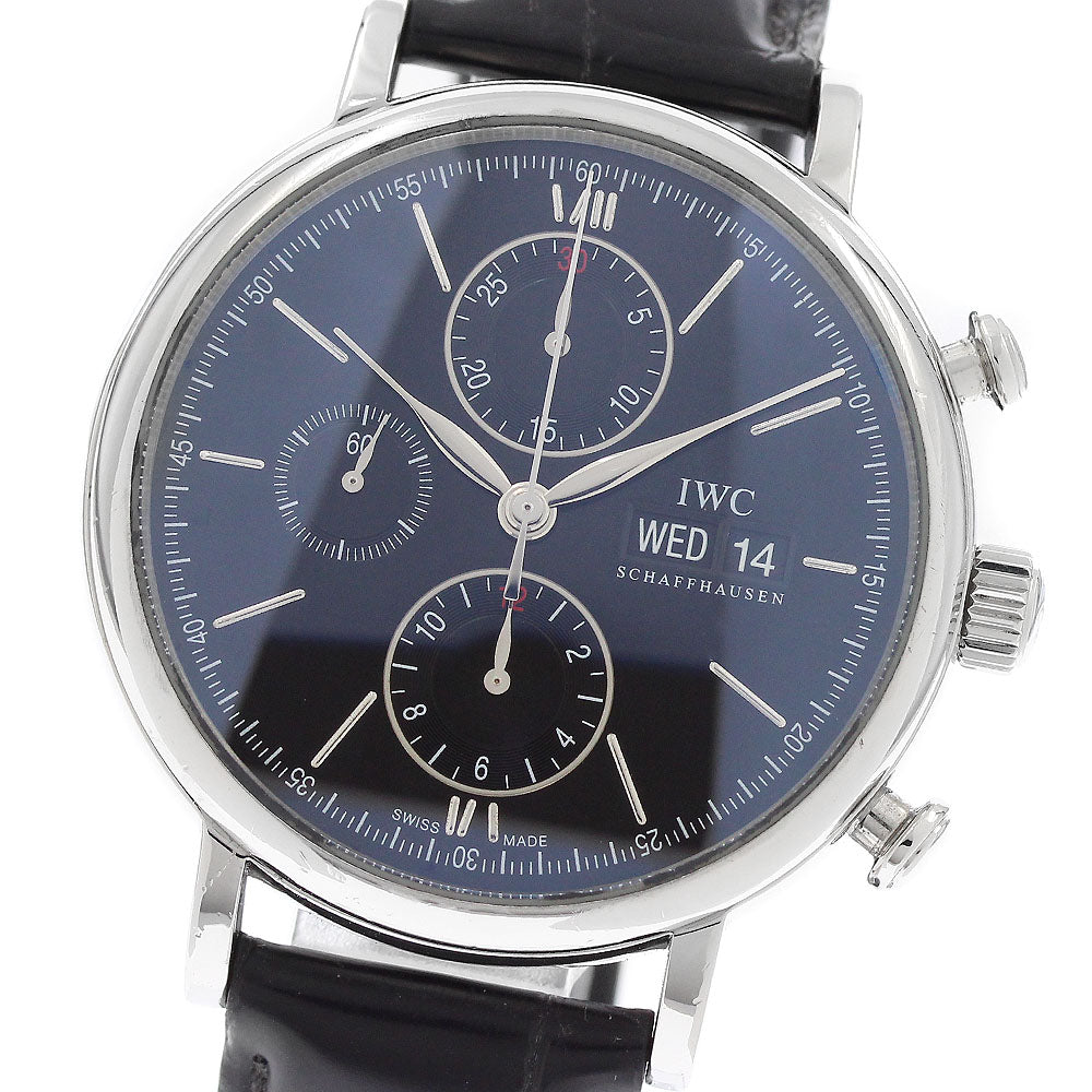 IWC SCHAFFHAUSEN Portofino IW391002 Chronograph day date black Dial Automatic Men's Watch_942688