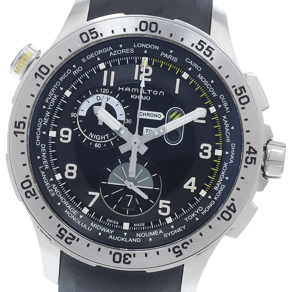 HAMILTON Khaki Aviation Worldtimer Chrono H767140 black Dial Quartz Men's_942719