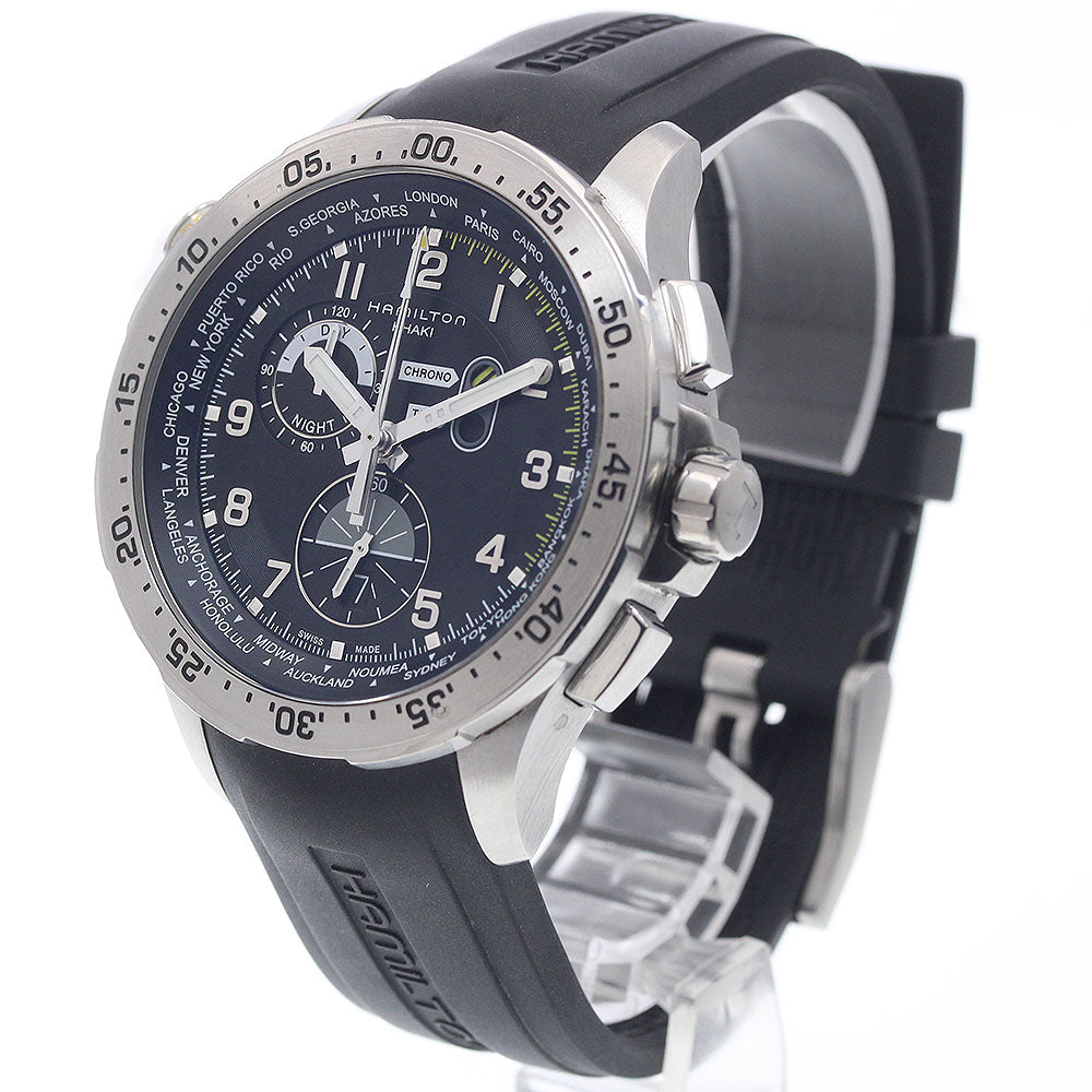 HAMILTON Khaki Aviation Worldtimer Chrono H767140 black Dial Quartz Men's_942719