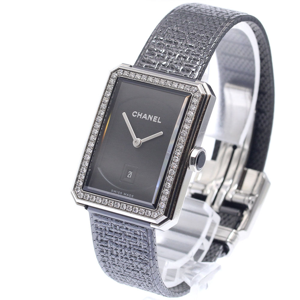 CHANEL Boyfriend tweed H5318 Diamond Bezel black Dial Quartz Boy's Watch_942721