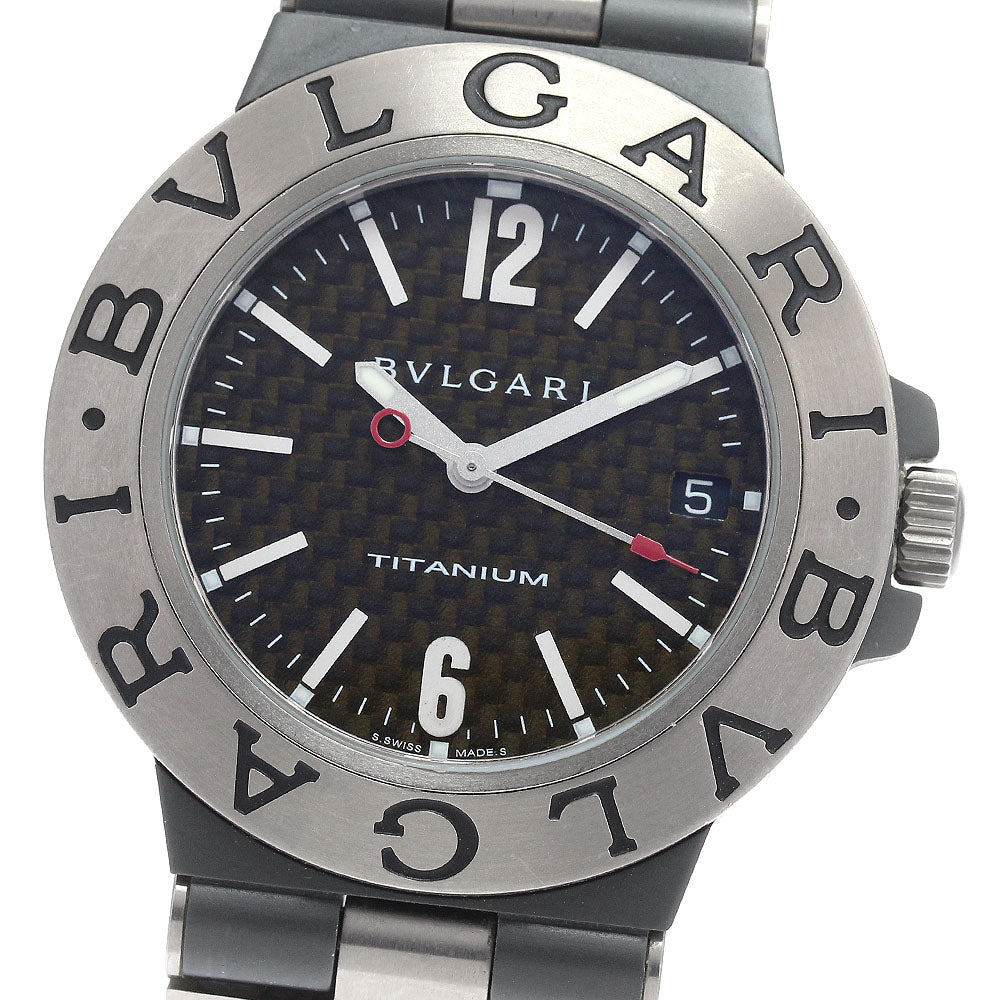BVLGARI Diagono Titanium TI38TA Date Black carbon Dial Automatic Men's _942769