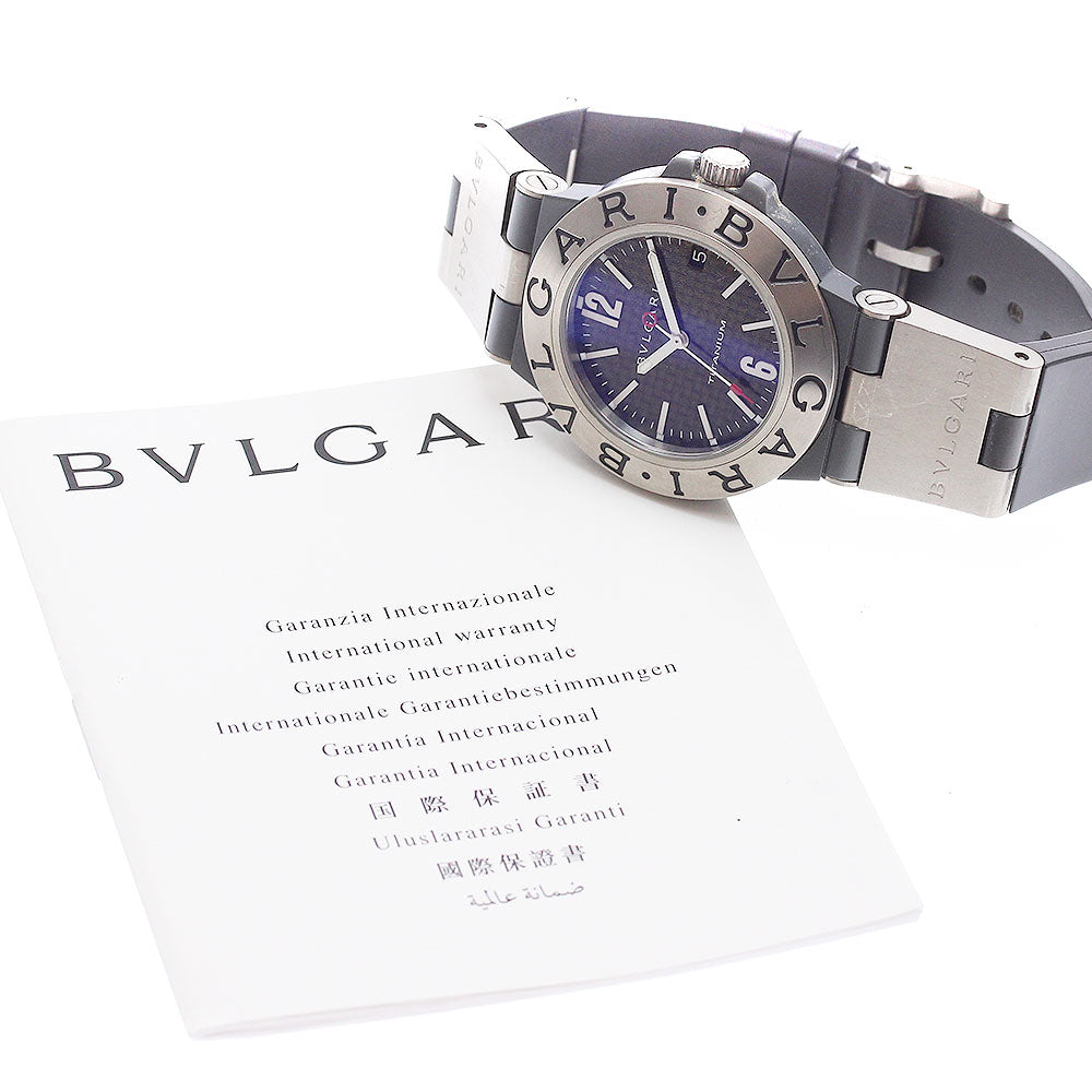 BVLGARI Diagono Titanium TI38TA Date Black carbon Dial Automatic Men's _942769