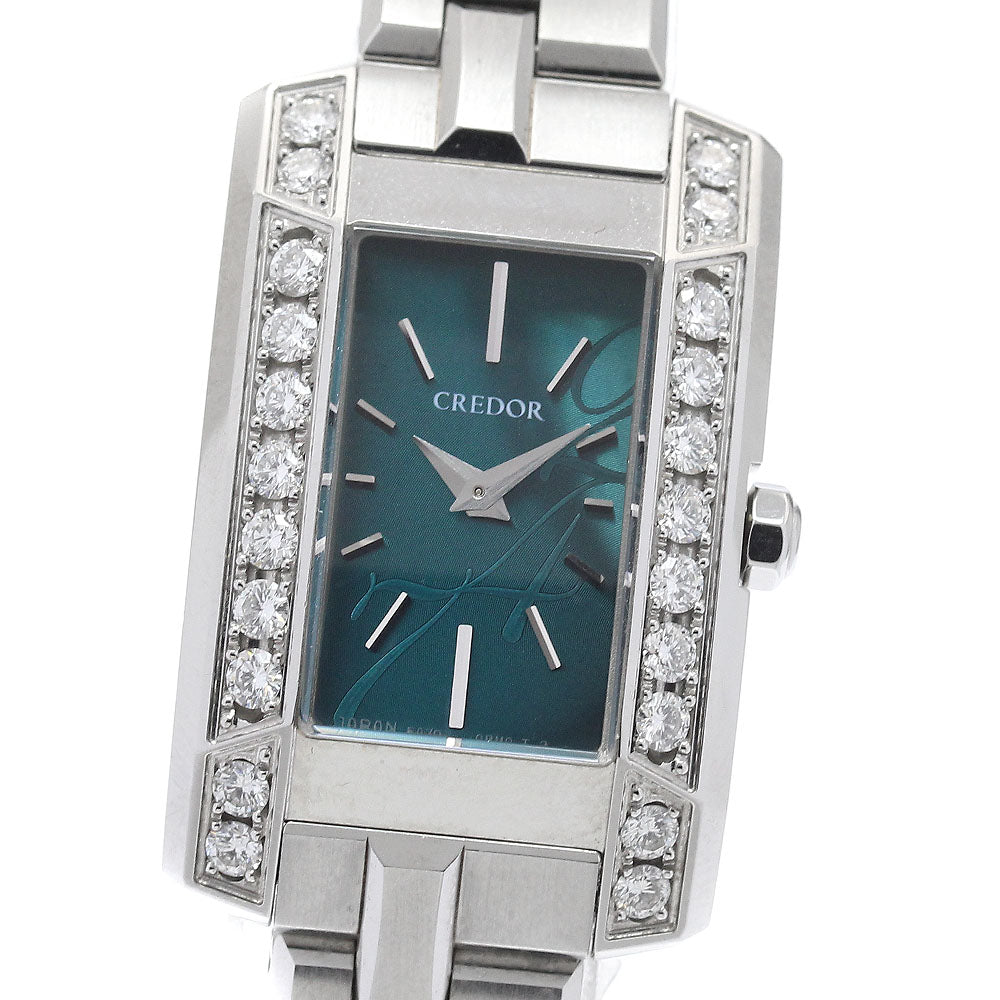 SEIKO CREDOR node GSWE935/5A70-0AY0 Side diamond green Dial Quartz Ladies_942818